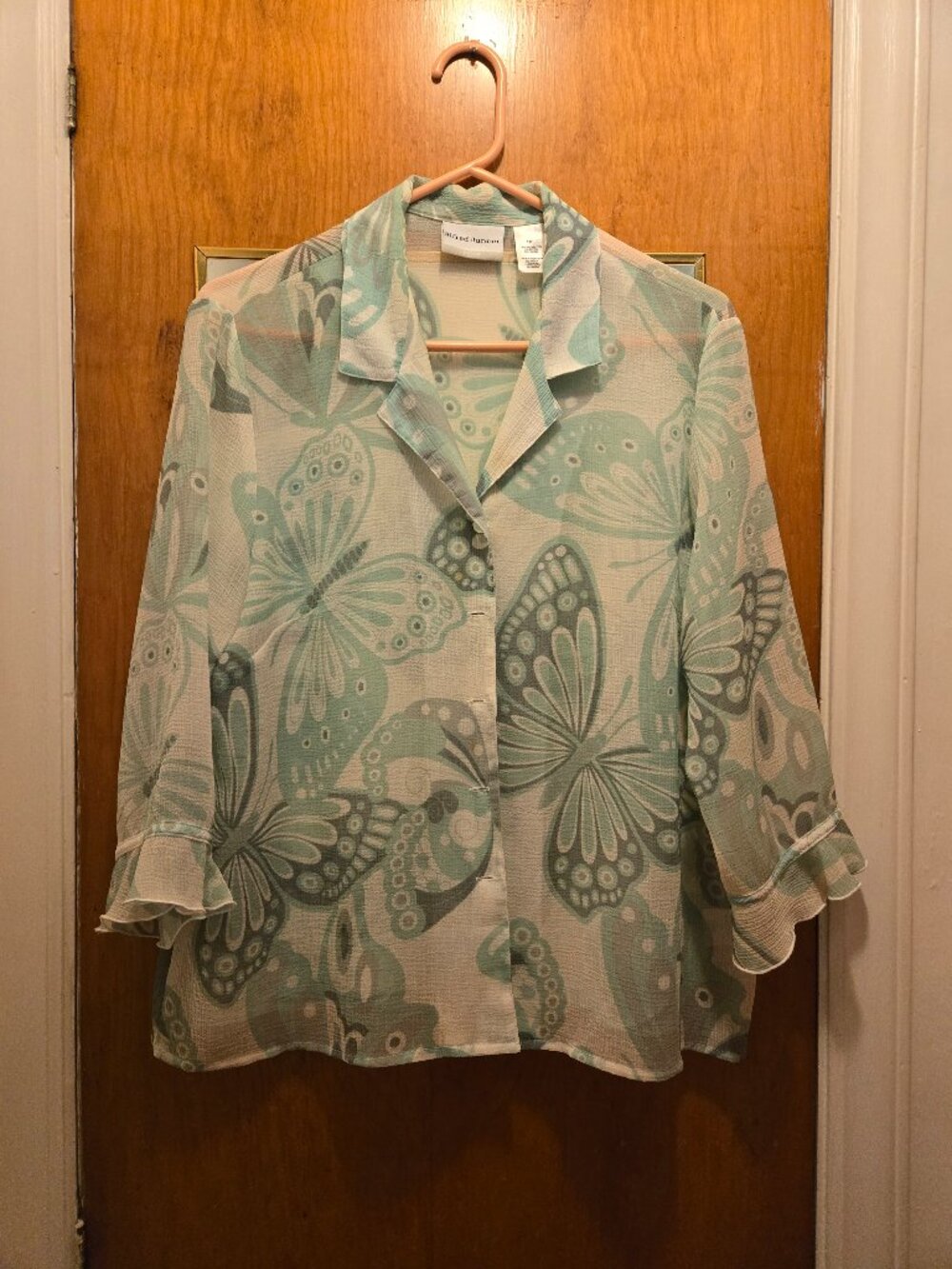 Alfred Dunner Mint Green Butterfly Top (14P)